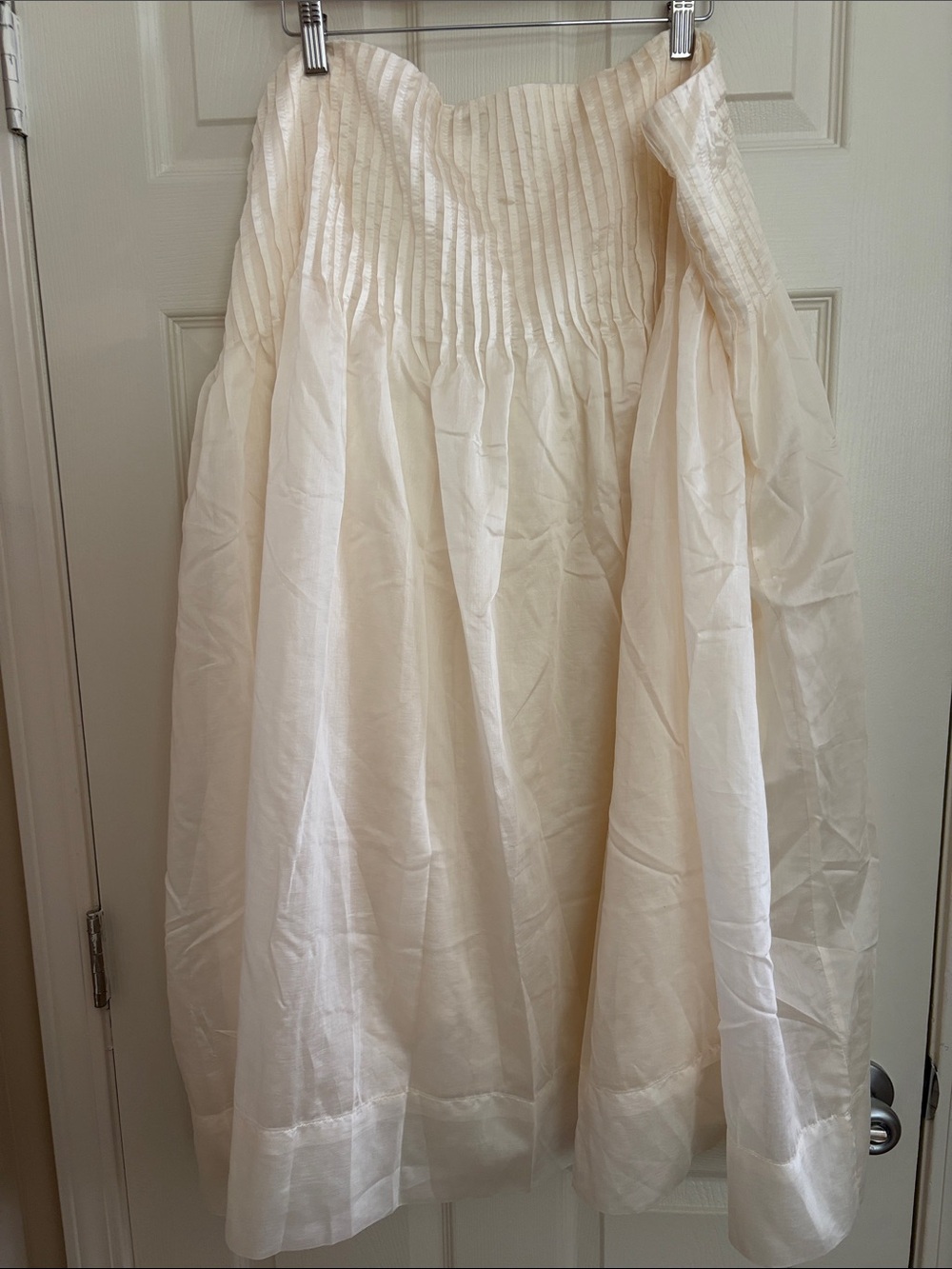 Future Collective Women's Cream Maxi Skirt with Gathered Pintuck Yoke - Picture 3 of 4